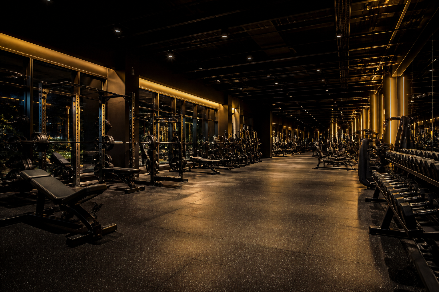 Evening view of the gym floor