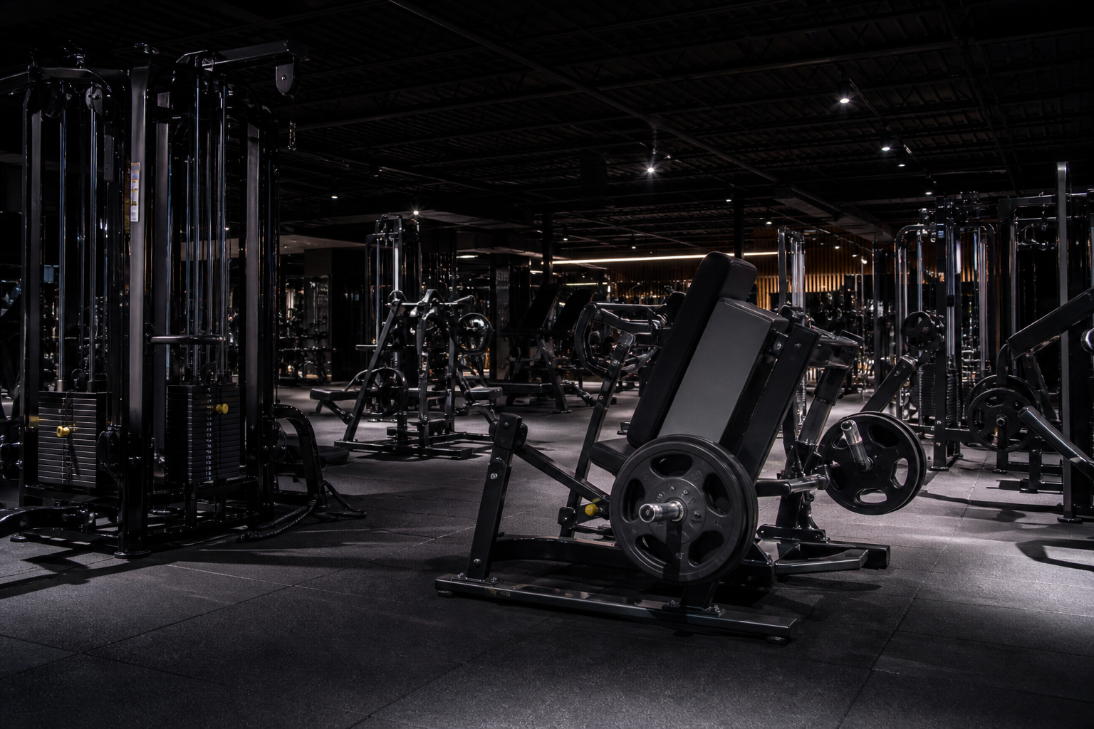 Machines for controlled strength work and accessory training.